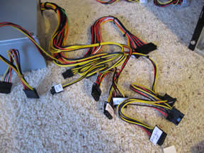 power supply cables labelled
